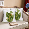 Pilmandu Embroidered Throw Pillow Covers 18x18 Calla Floral Pack of 2 by Deal US