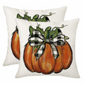 Aitukang Fall Pillow Covers 20x20 Inch Pumpkin Buffalo Plaid Set of 2 by Deal US