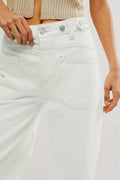 Allimy Womens High Waisted Wide Leg Cargo Jeans White Size 16 by Deal US