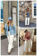 Allimy Womens High Waisted Wide Leg Cargo Jeans White Size 16 by Deal US