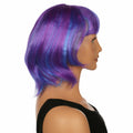 JUST FOR PARTY 13" Short Bob Synthetic Wig with Flat Bangs Purple Blue by Deal US