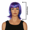 JUST FOR PARTY 13" Short Bob Synthetic Wig with Flat Bangs Purple Blue by Deal US