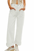Allimy Womens High Waisted Wide Leg Cargo Jeans White Size 16 by Deal US