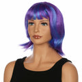 JUST FOR PARTY 13" Short Bob Synthetic Wig with Flat Bangs Purple Blue by Deal US