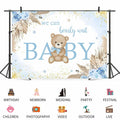 ASDCXZ Baby Shower Backdrop Brown Bear Boho Floral 10x8ft Blue Gold Dots by Deal US