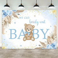 ASDCXZ Baby Shower Backdrop Brown Bear Boho Floral 10x8ft Blue Gold Dots by Deal US