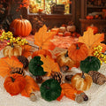 Artmag 25 PCS Fabric Pumpkins Set Fall Decor Maple Leaves Acorns Style 5 by Deal US