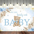 ASDCXZ Baby Shower Backdrop Brown Bear Boho Floral 10x8ft Blue Gold Dots by Deal US