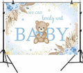 ASDCXZ Baby Shower Backdrop Brown Bear Boho Floral 10x8ft Blue Gold Dots by Deal US