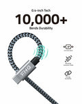 FHG USB 3.0 to USB-C Cable 3.3FT 2Pack Nylon Braided Fast Charging Black by Deal US