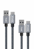 FHG USB 3.0 to USB-C Cable 3.3FT 2Pack Nylon Braided Fast Charging Black by Deal US