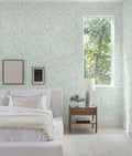 Fiula Peel and Stick Wallpaper Green White Leaf 17.3inx78.7in Removable Vinyl by Deal US