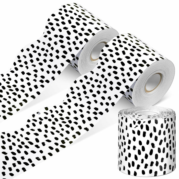 PerKoop Bulletin Board Borders 2 Rolls 131ft Dots White Background by Deal US