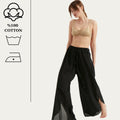 TUBANUR Women's Wide Leg Elastic Waist Slit Loose Pants Black Size XS by Deal US