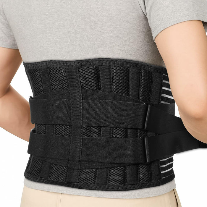 Ebullient Assimilate Adjustable Lumbar Back Brace Black/Silver Size S by Deal US