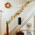 DEPMEM 9Ft Fall Garland White Pumpkins Maple Leaves Thanksgiving Decor 1Pack by Deal US