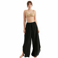 TUBANUR Women's Wide Leg Elastic Waist Slit Loose Pants Black Size XS by Deal US