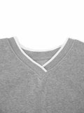 Hilinker Womens V Neck Oversized Sweatshirt Long Sleeve Grey Size S by Deal US