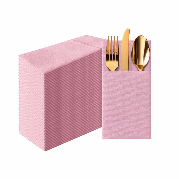 PAW Decor Collection Baby Pink Linen-Feel Paper Napkins 16x16in 50pcs by Deal US