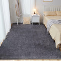 Puremy Grey Round Fluffy Rug 5ft Non-Slip Carpet for Kids Nursery Room by Deal US