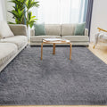 Puremy Grey Round Fluffy Rug 5ft Non-Slip Carpet for Kids Nursery Room by Deal US