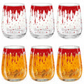 Maxcheck 6 Pack 18oz Stemless Halloween Wine Glasses Clear Bloody by Deal US