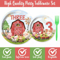 HEETON Farm Boy Three Party Plate 9in Red Green Animal Print Birthday by Deal US