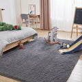 Puremy Grey Round Fluffy Rug 5ft Non-Slip Carpet for Kids Nursery Room by Deal US