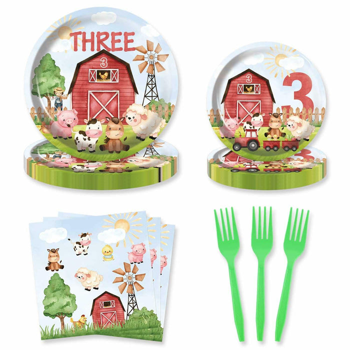 HEETON Farm Boy Three Party Plate 9in Red Green Animal Print Birthday by Deal US