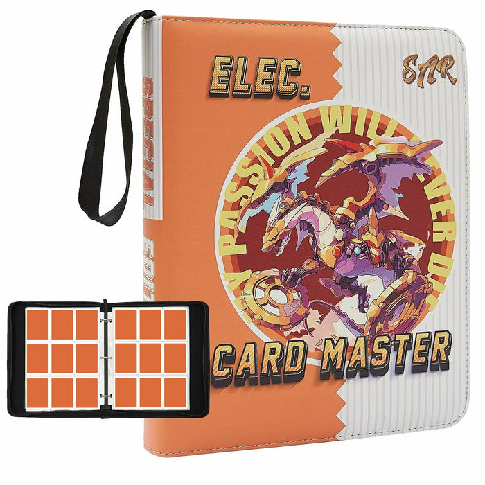 PTKANGBAZI Trading Card Binder 900 Pockets 9-Pocket Zipper 3 Rings Orange by Deal US