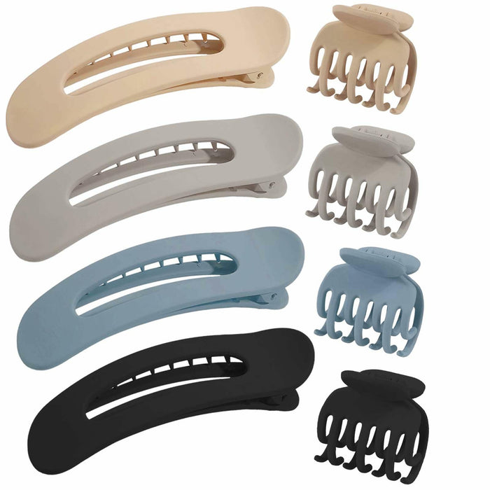 Uausyaly 8 Pcs Non-slip Matte French Hair Claw Clips for Women Black Grey by Deal US