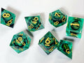 Maywin Dungeons & Dragons Liquid Core Dragon Eye Polyhedral Dice Set. Green by Deal US