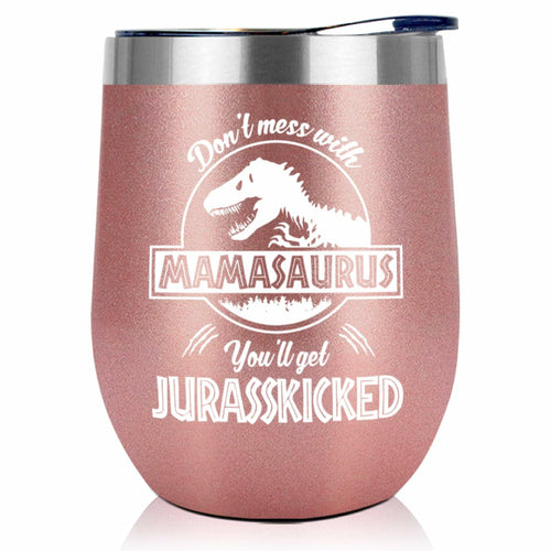 NewEleven 12 Oz Mamasaurus Stainless Steel Tumbler - Funny Mom Gift by Deal US