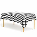CINSOEN 4 Pack Black White Checkered Plastic Tablecloth 54x108in Rectangle by Deal US
