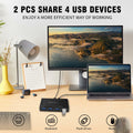 USB 3.0 KVM Switch 2 Computers Share 4 USB Devices One-Button + 2 USB Cables by Deal US