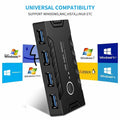 USB 3.0 KVM Switch 2 Computers Share 4 USB Devices One-Button + 2 USB Cables by Deal US