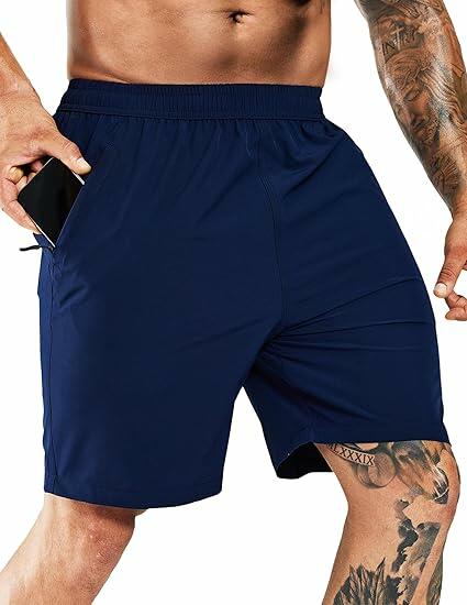 Haimont Men's Athletic Running Shorts Quick Dry Zipper Pocket Blue Size XXL by Deal US
