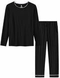 MoFiz Mens Long Sleeve Pajama Set Black Top & Pants 2 Piece Loungewear Size L by Deal US