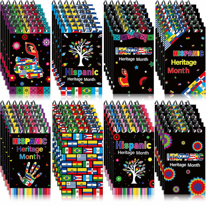 Containlol 48PCS Hispanic Heritage Month Mini Notepads Party Favors 8 Patterns by Deal US