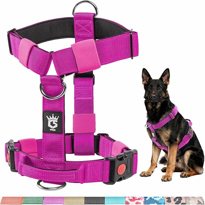 TSPRO Heavy Duty Tactical Dog Harness Adjustable Soft Handle Purple Size L by Deal US