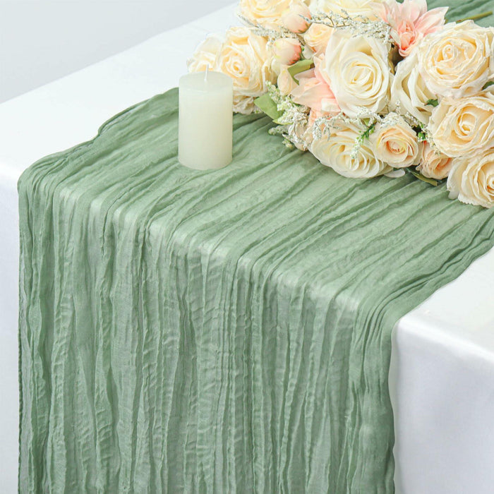 Fall Table Runner Cheesecloth 10FT Boho Rustic Gauze Sage Green 1 Pack by Deal US