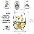 Vagafilla Stemless Wine Glass 15oz Glitter Gold Birthday Gift Transparent by Deal US