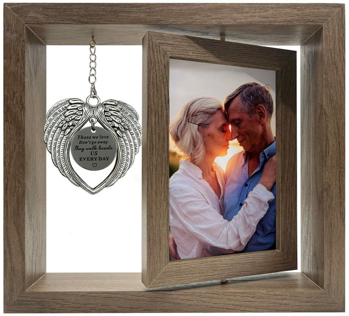 Mayamila Memorial Picture Frame 4x6 Brown Angel Wings Sympathy Gift by Deal US