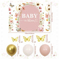 BACH AND BOUJEE Wildflower Baby in Bloom Backdrop Banner Pink Floral Decor by Deal US