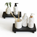 ZGO Small Counter Set of 2 Decorative Vanity Tray Wooden Soap Holder Black by Deal US