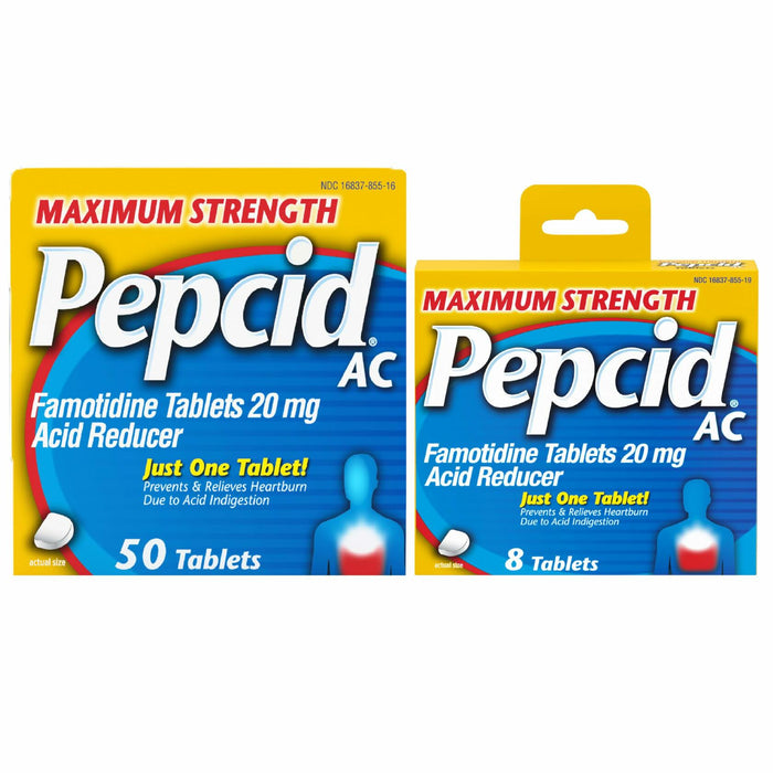Pepcid AC 20mg Famotidine Heartburn Relief Tablets 8 Count Travel Pack by Deal US