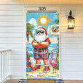 Buff Santa Hawaiian Beach Door Cover Summer Christmas Party Decoration by Deal US