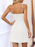 Wenrine Womens Mini Dress Spaghetti Strap Sleeveless Slim Fit White XL by Deal US