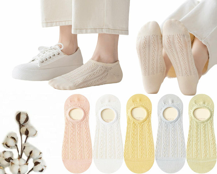 CHUNFO Womens No Show Socks Antislip Seamless Cushioned 5 Pairs Size 5.5-10 by Deal US