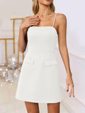 Wenrine Womens Mini Dress Spaghetti Strap Sleeveless Slim Fit White XL by Deal US